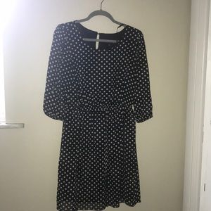 Black and white polka dot dress.